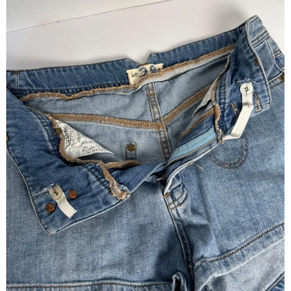 Free People Western Denim Shorts Size 28 Adjustable Waist Cowgirl Boho Country - Picture 7 of 11